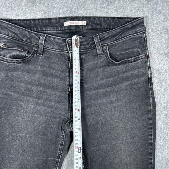 Levi's denim jeans Womens 31x30 Black Superlow Boot Low Rise Distressed red tab - Picture 9 of 16